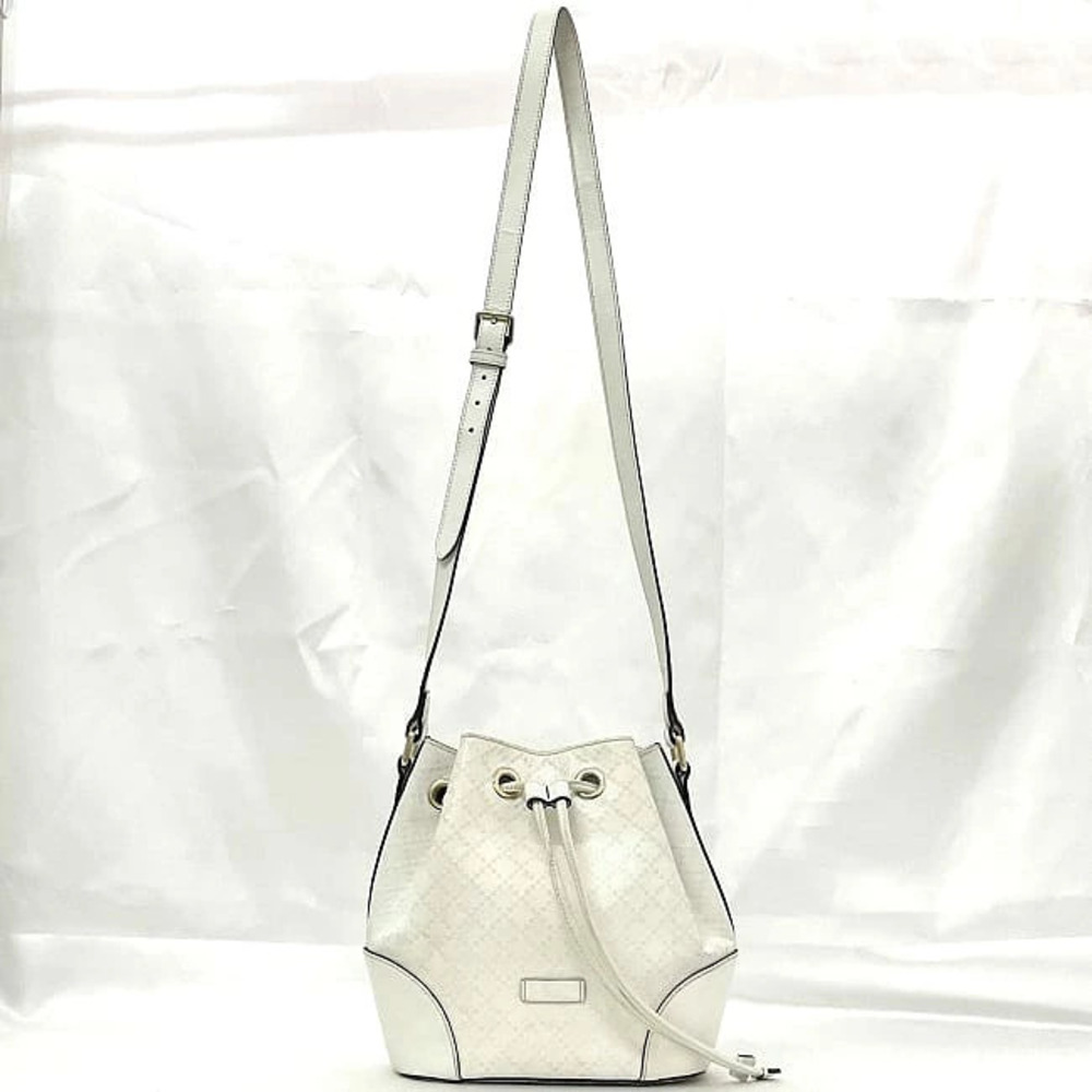 Gucci Bag Logo Leather Crossbody Drawstring White Shoulder Coated Diamante